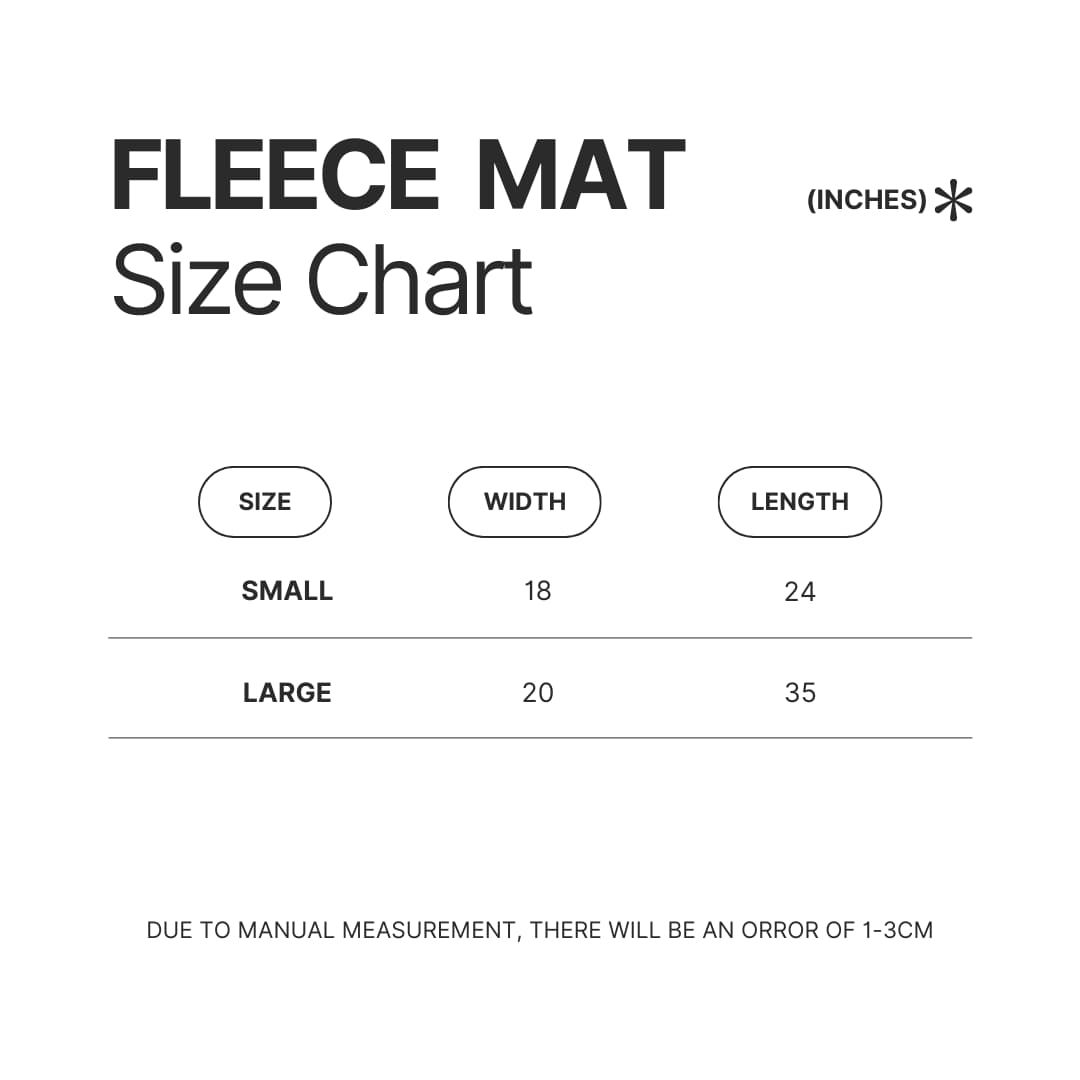 Fleece Mat Size Chart - SML Merch