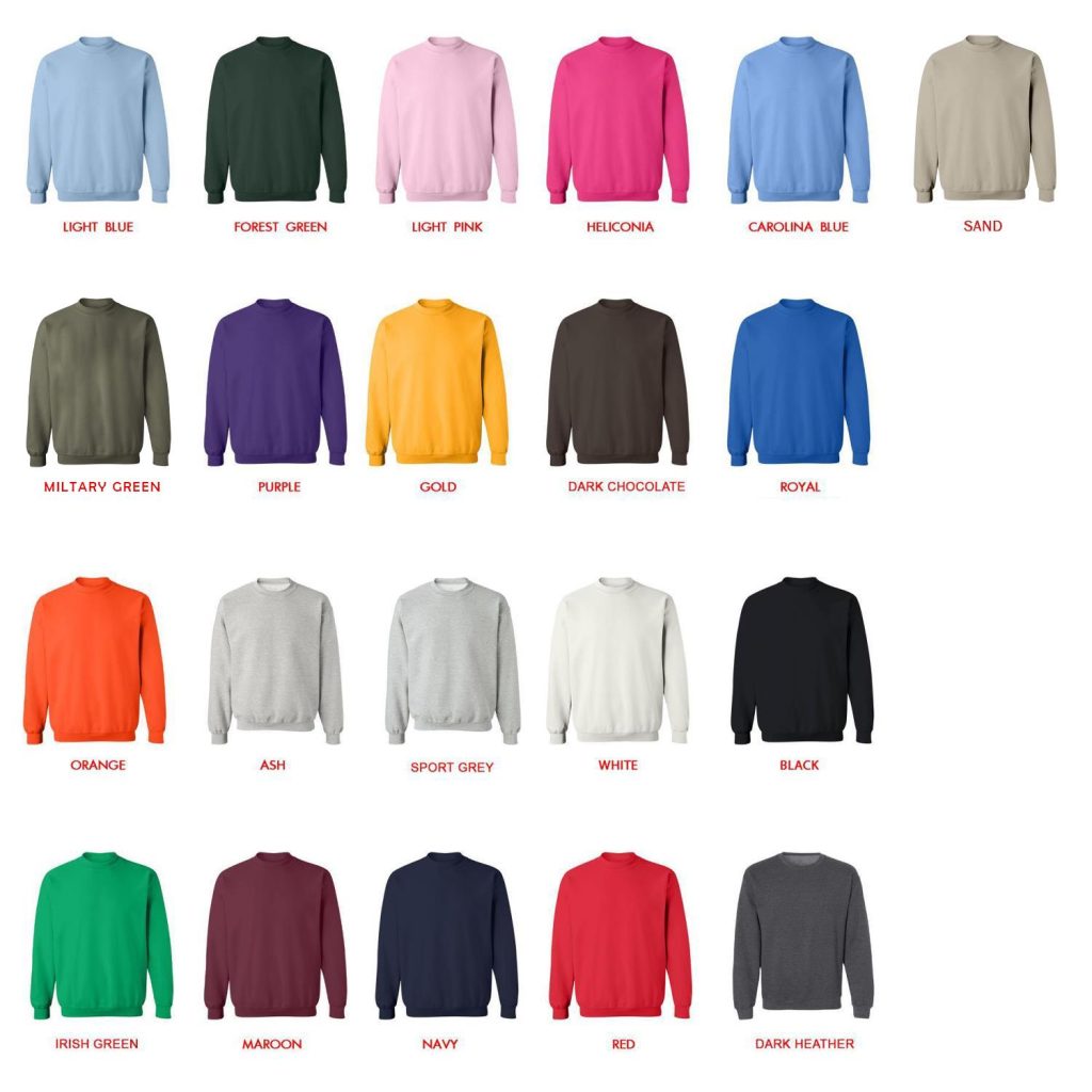 sweatshirt color chart - SML Merch