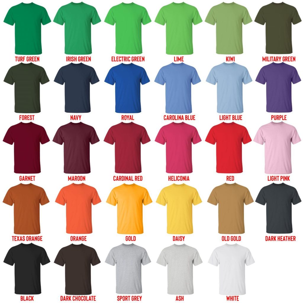 t shirt color chart - SML Merch